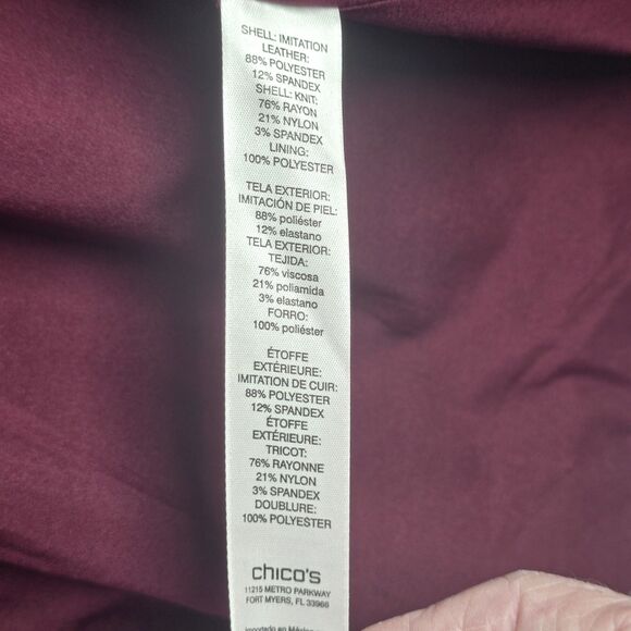 Chicos Purple Faux Suede Mixed Media Moto Jacket Size 2 Zip Pockets Lined - Picture 6 of 13